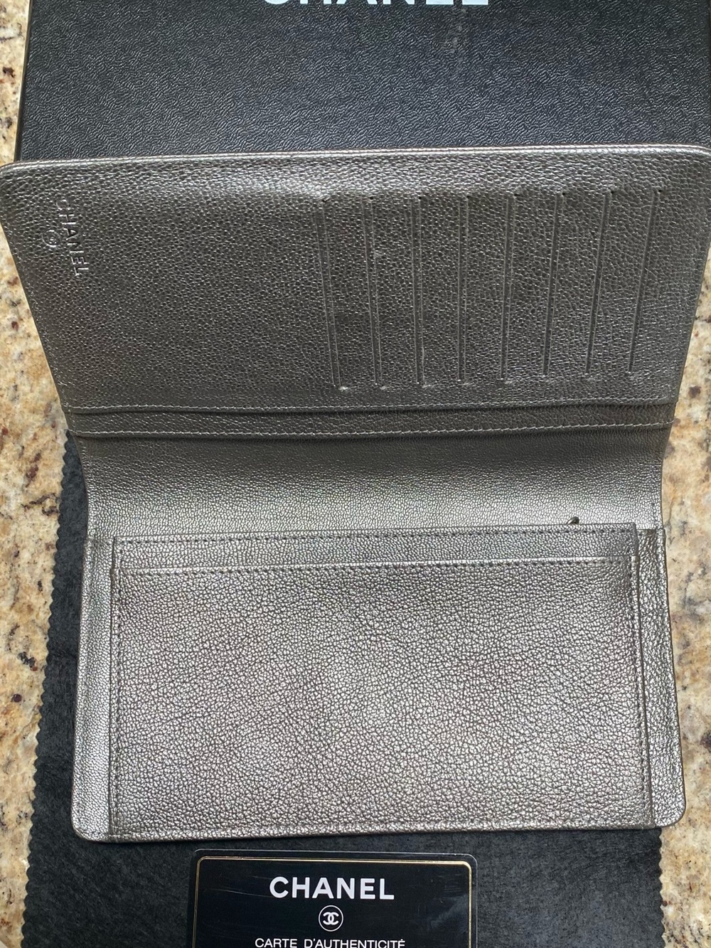 CHANEL Metallic Taupe Long Card Holder Wallet - Picture 3 of 3